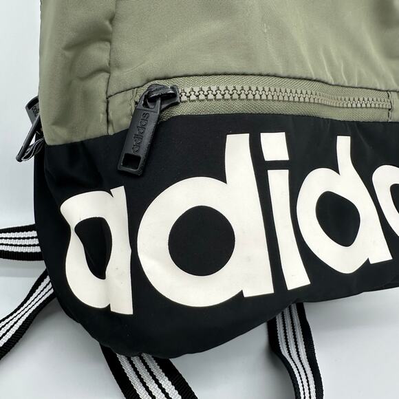 Adidas Linear Mini Backpack Small Travel Bag Olive Green/Black Adjustable Staps - Picture 3 of 9